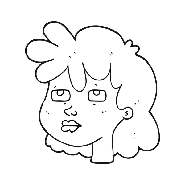Bianco e nero cartone animato volto femminile — Vettoriale Stock