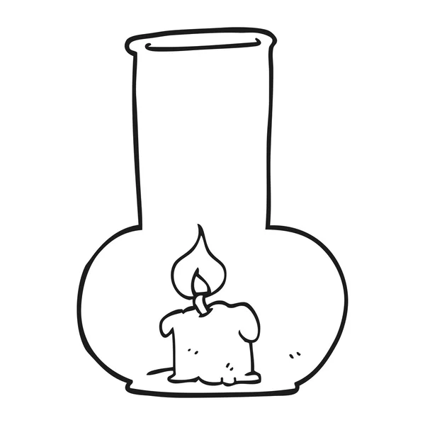 Schwarz-weißer Cartoon alte Glaslampe und Kerze — Stockvektor