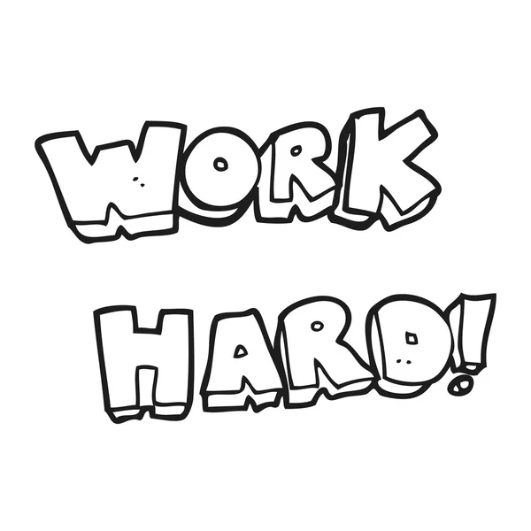 Black and white cartoon work hard symbol — Stock Vector