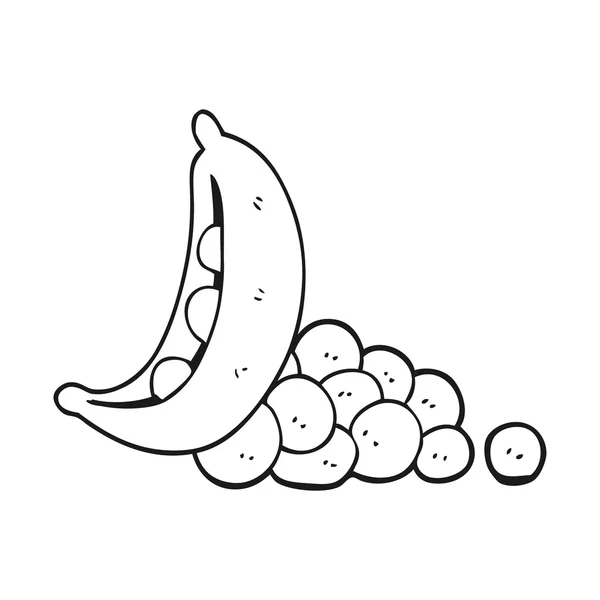 黑色和白色卡通豆荚里的豌豆 — 图库矢量图片