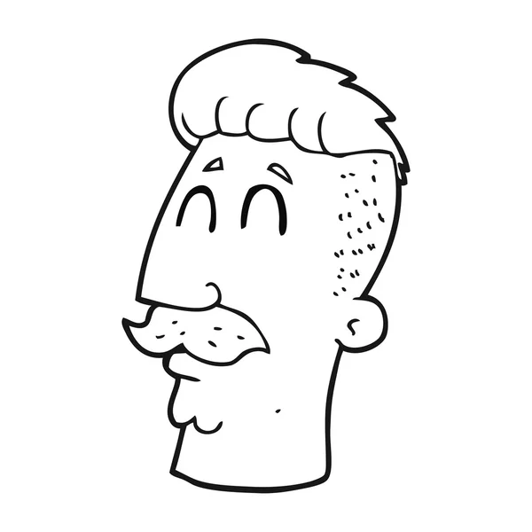 Zwart-wit cartoon man met hipster kapsel — Stockvector