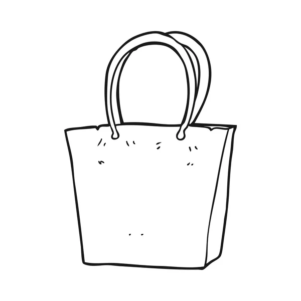 Černé a bílé kreslené Nákupní taška — Stockový vektor