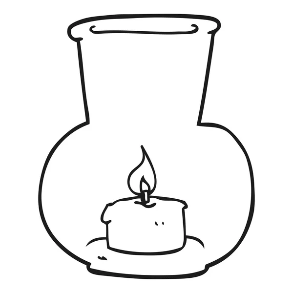 Schwarz-weißer Cartoon alte Glaslaterne mit Kerze — Stockvektor