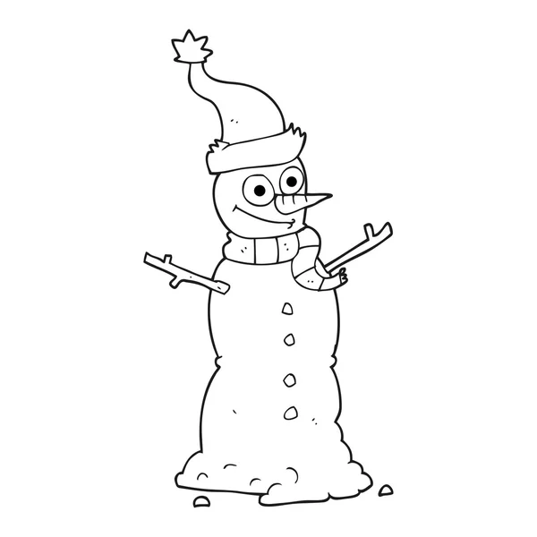 Zwart-wit cartoon sneeuwpop — Stockvector