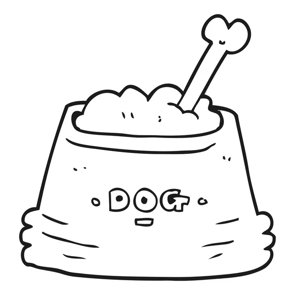 Bol de nourriture pour chien noir et blanc dessin animé — Image vectorielle