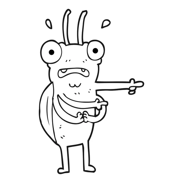 Zwart-wit cartoon bug — Stockvector