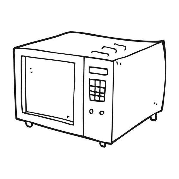 Black and white cartoon microwave — Stock Vector