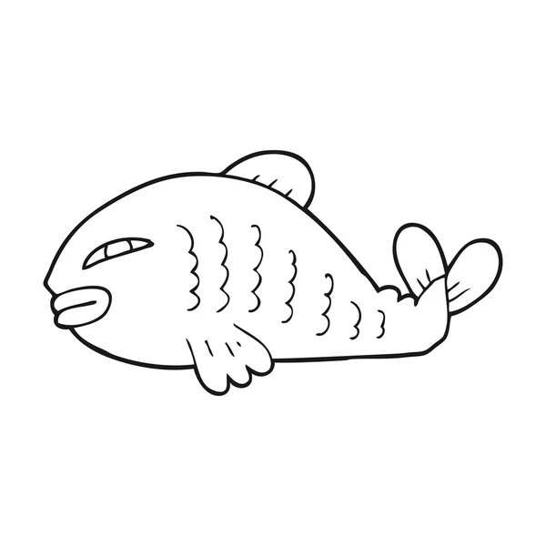 黒と白の漫画の魚 — ストックベクタ