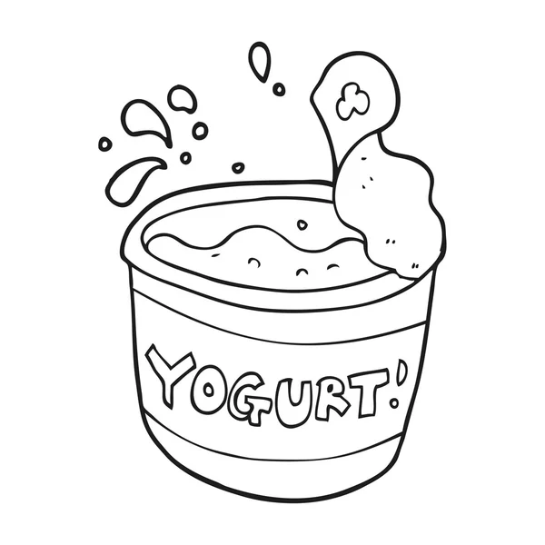 Fekete-fehér rajzfilm joghurt — Stock Vector