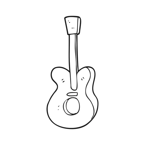 Black and white cartoon guitar — Stock Vector