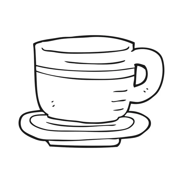 Noir et blanc tasse de dessin animé et soucoupe — Image vectorielle