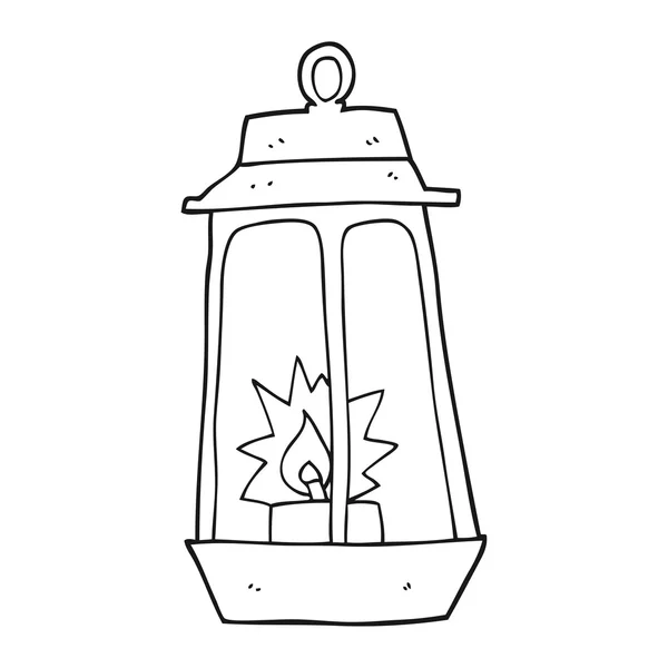 Lanterne dessin animé noir et blanc — Image vectorielle