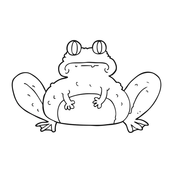 Black and white cartoon frog — Stock Vector