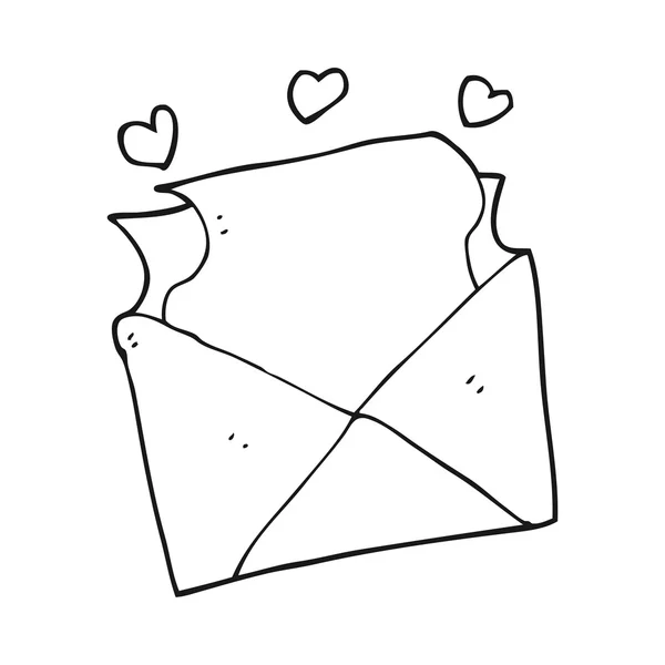 Noir et blanc dessin animé lettre d'amour — Image vectorielle
