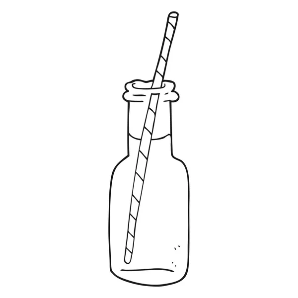 Noir et blanc dessin animé bouteille de boisson pétillante — Image vectorielle