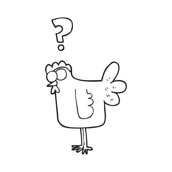 Cartone animato in bianco e nero pollo confuso — Vettoriale Stock