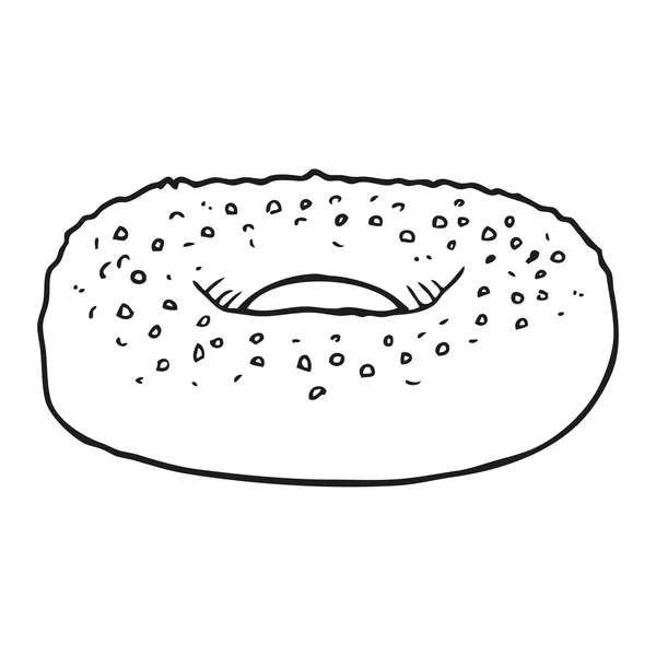 Black and white cartoon bagel — Stock Vector