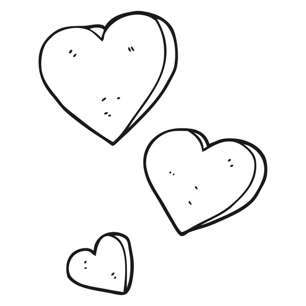 Black and white cartoon hearts — Stock Vector