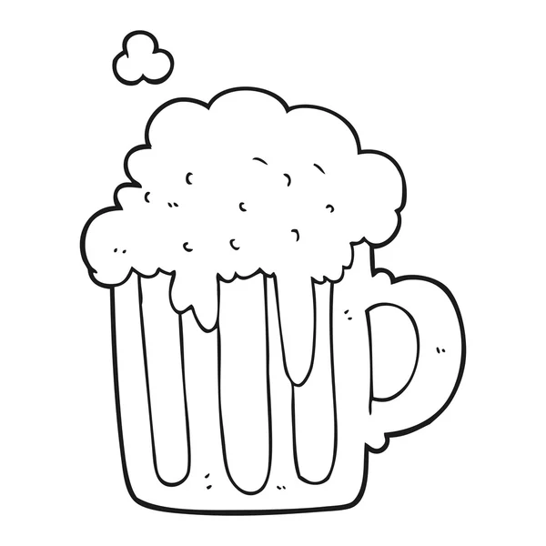 Negro y blanco de dibujos animados cerveza espumosa — Vector de stock