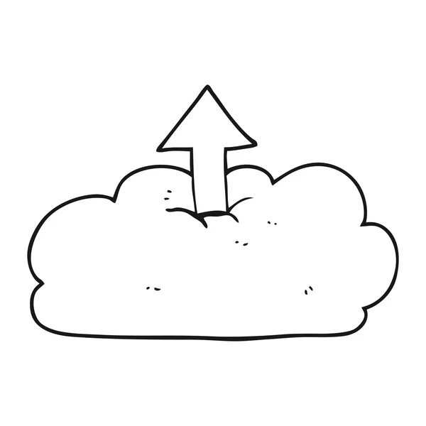 Caricatura en blanco y negro subir a la nube — Vector de stock