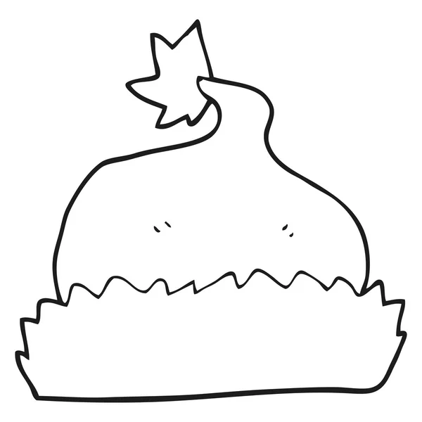 Bianco e nero cartone animato cappello di Santa — Vettoriale Stock