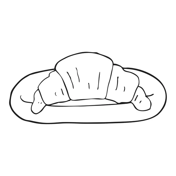 Croissant de dibujos animados en blanco y negro — Archivo Imágenes Vectoriales