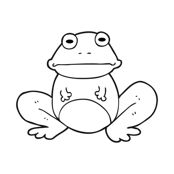 Black and white cartoon frog — Stock Vector