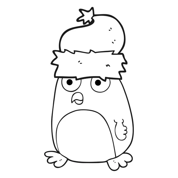 Zwart-wit cartoon pinguïn — Stockvector