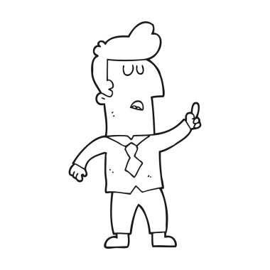 siyah beyaz çizgi film işadamı