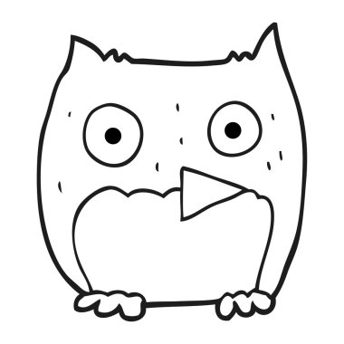 siyah beyaz çizgi film baykuş