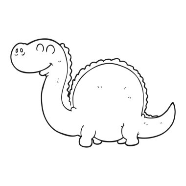 siyah beyaz çizgi film dinozor