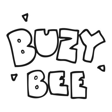 siyah beyaz çizgi film buzy arı metin sembol