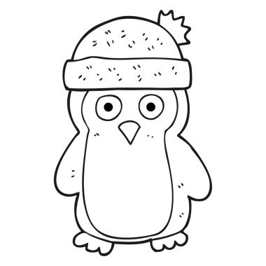 siyah ve beyaz karikatür penguen