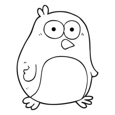 siyah ve beyaz karikatür penguen