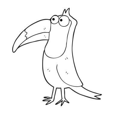 siyah beyaz çizgi film toucan