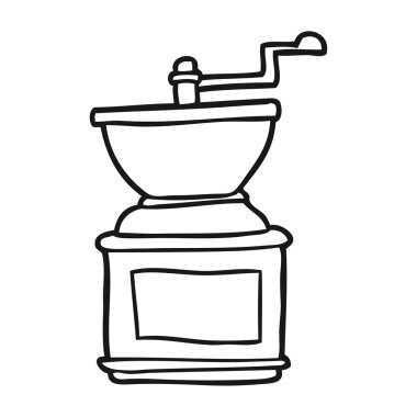 siyah beyaz çizgi film Kahve değirmeni