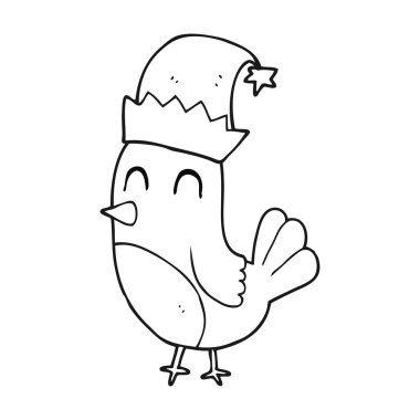 siyah beyaz çizgi film Noel robin