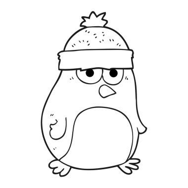 siyah ve beyaz karikatür penguen