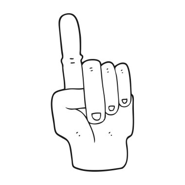 siyah ve beyaz çizgi film işaret eden bir ele