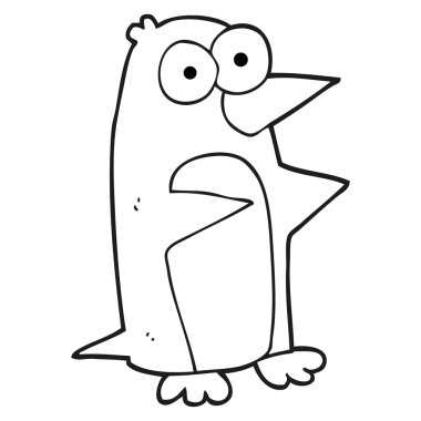 siyah ve beyaz karikatür penguen