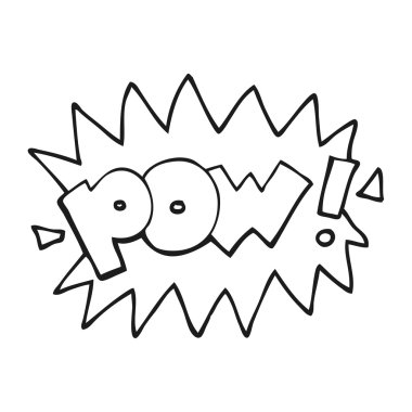 siyah beyaz çizgi film pow sembolü