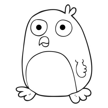 siyah ve beyaz karikatür penguen