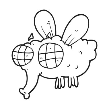 siyah beyaz çizgi film sinek