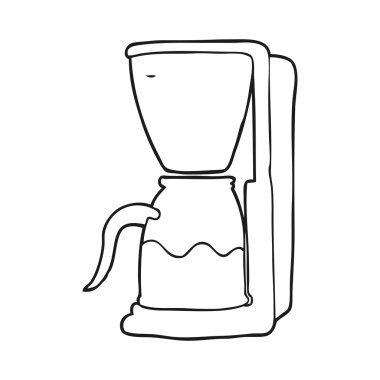 siyah beyaz çizgi film kahve makinesi