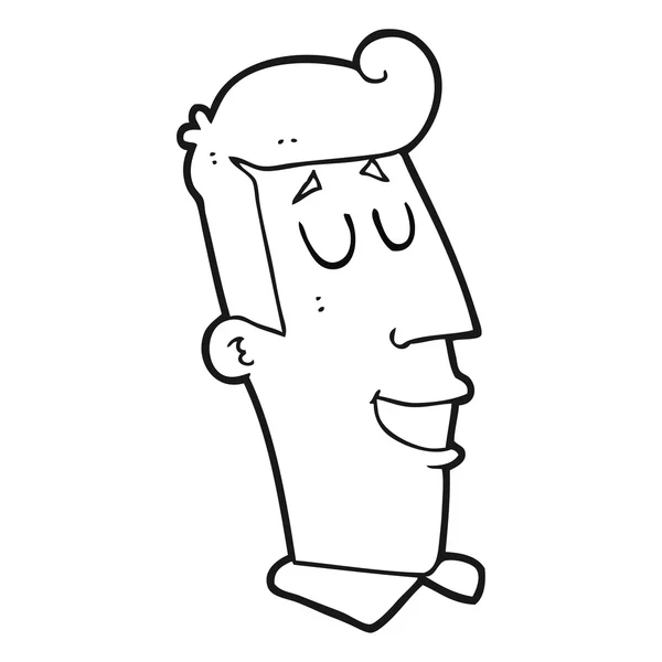 Zwart-wit cartoon Grijnzende man — Stockvector