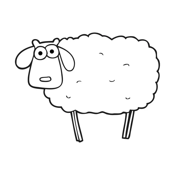 Moutons de bande dessinée noir et blanc — Image vectorielle