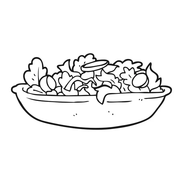 Siyah beyaz çizgi film salata — Stok Vektör