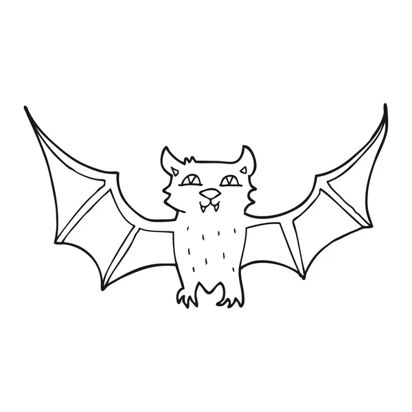 Schwarz-weißer Cartoon-Halloween-Fledermaus — Stockvektor