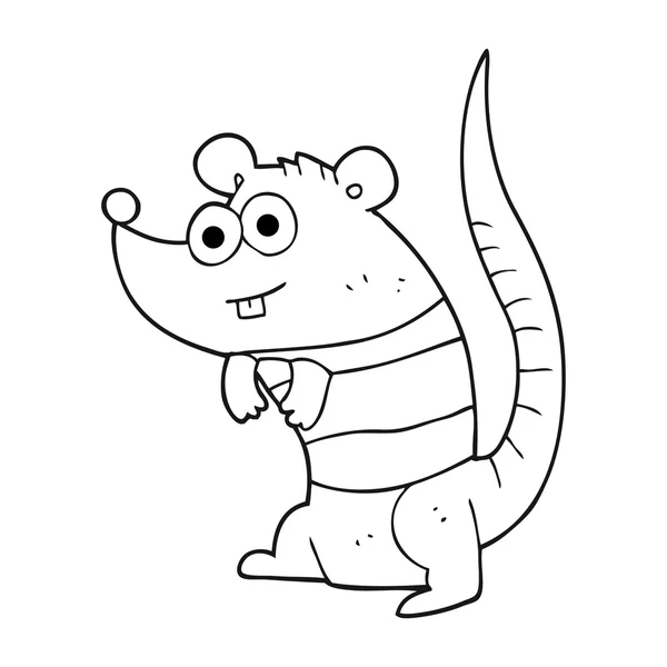 Zwart-wit cartoon rat — Stockvector