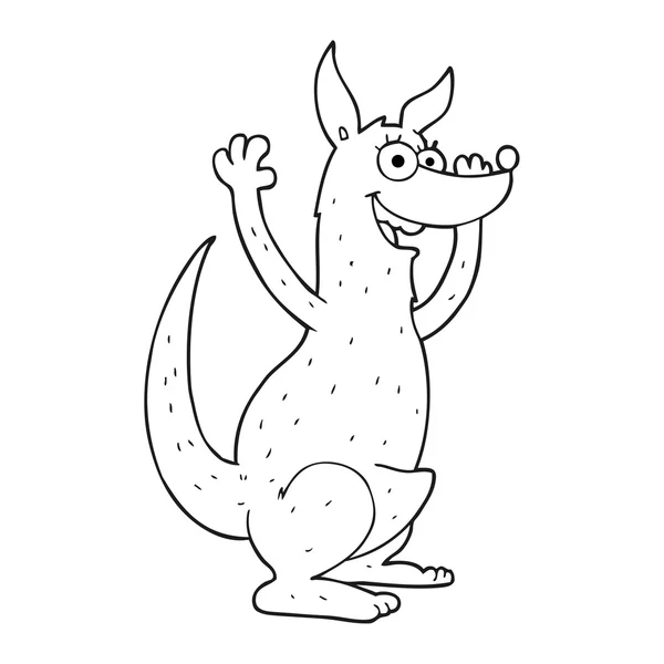 Canguro de dibujos animados en blanco y negro — Vector de stock